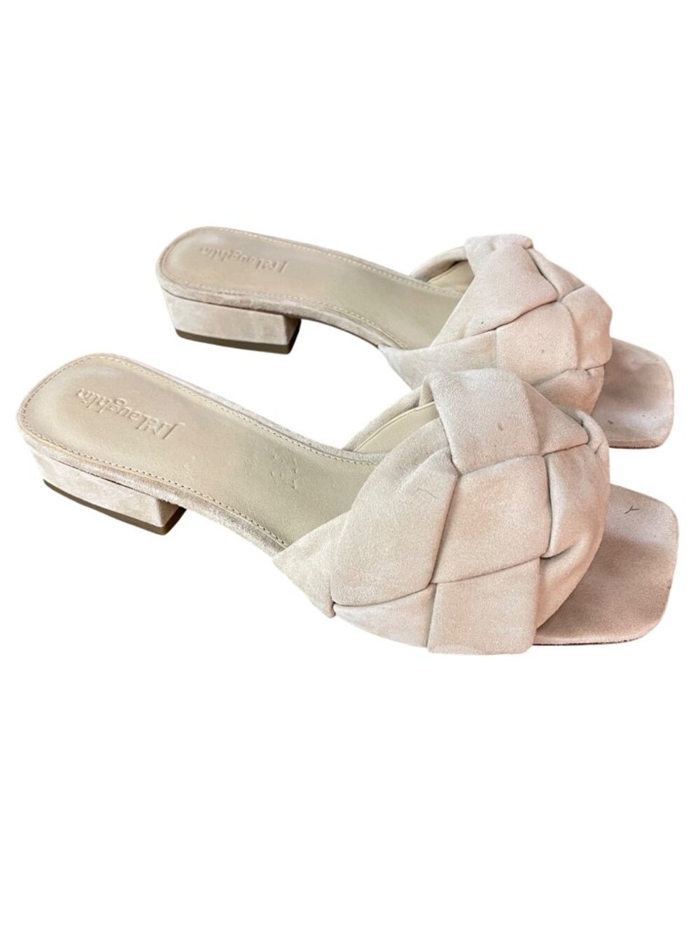 J. McLaughlin Hanna Braided Twist Suede Sandals Cream Tan Sz 9